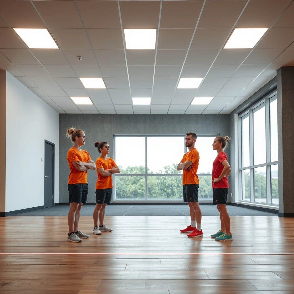 Centro de treinamento moderno com atletas