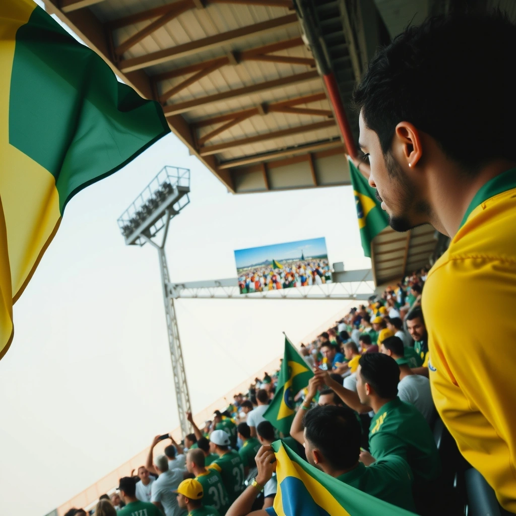Estádio brasileiro com torcedores